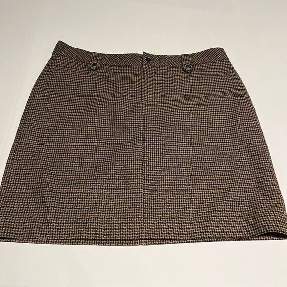 Eddie Bauer Women's Wool Blend Skirt Size 12 Black/Burgundy Houndstooth - Picture 1 of 6